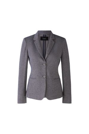 Blazer in luxe jersey-kwaliteit, mêlé donkerblauw/grijs