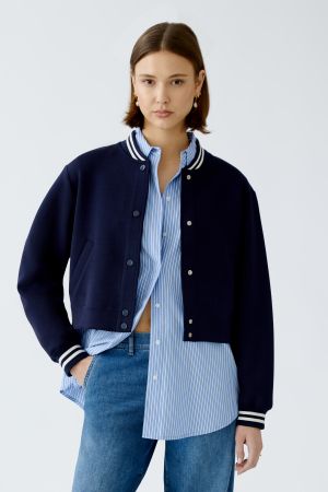 Bomber-jack, donkerblauw/wit